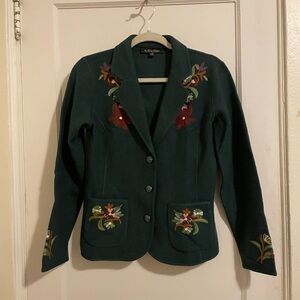 Merino Wool Ebroidered Green Jacket Brooks Brothers